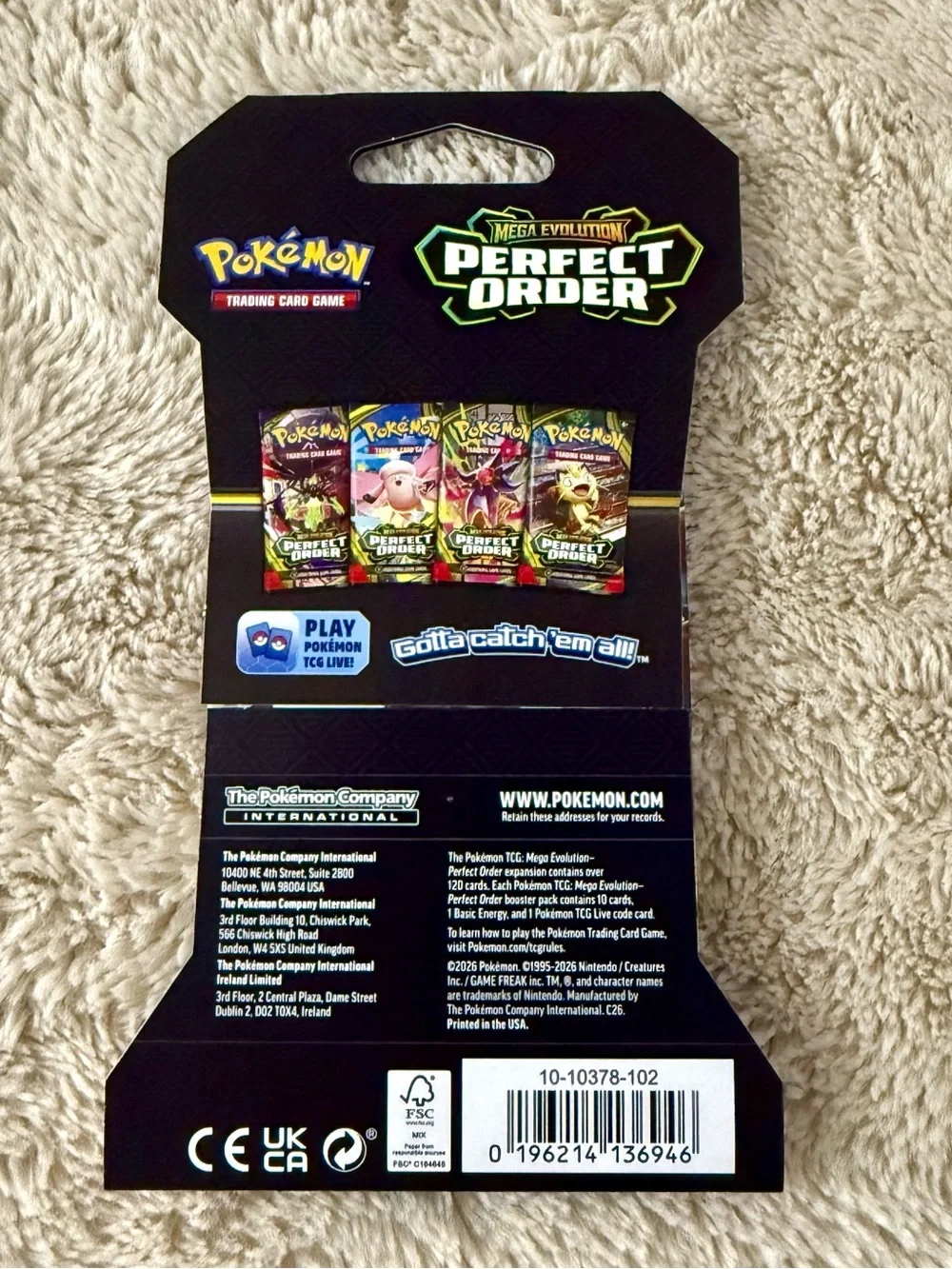 Pokémon Mega Evolution Perfect Order Sleeves Booster Pack - Meowth Artwork
